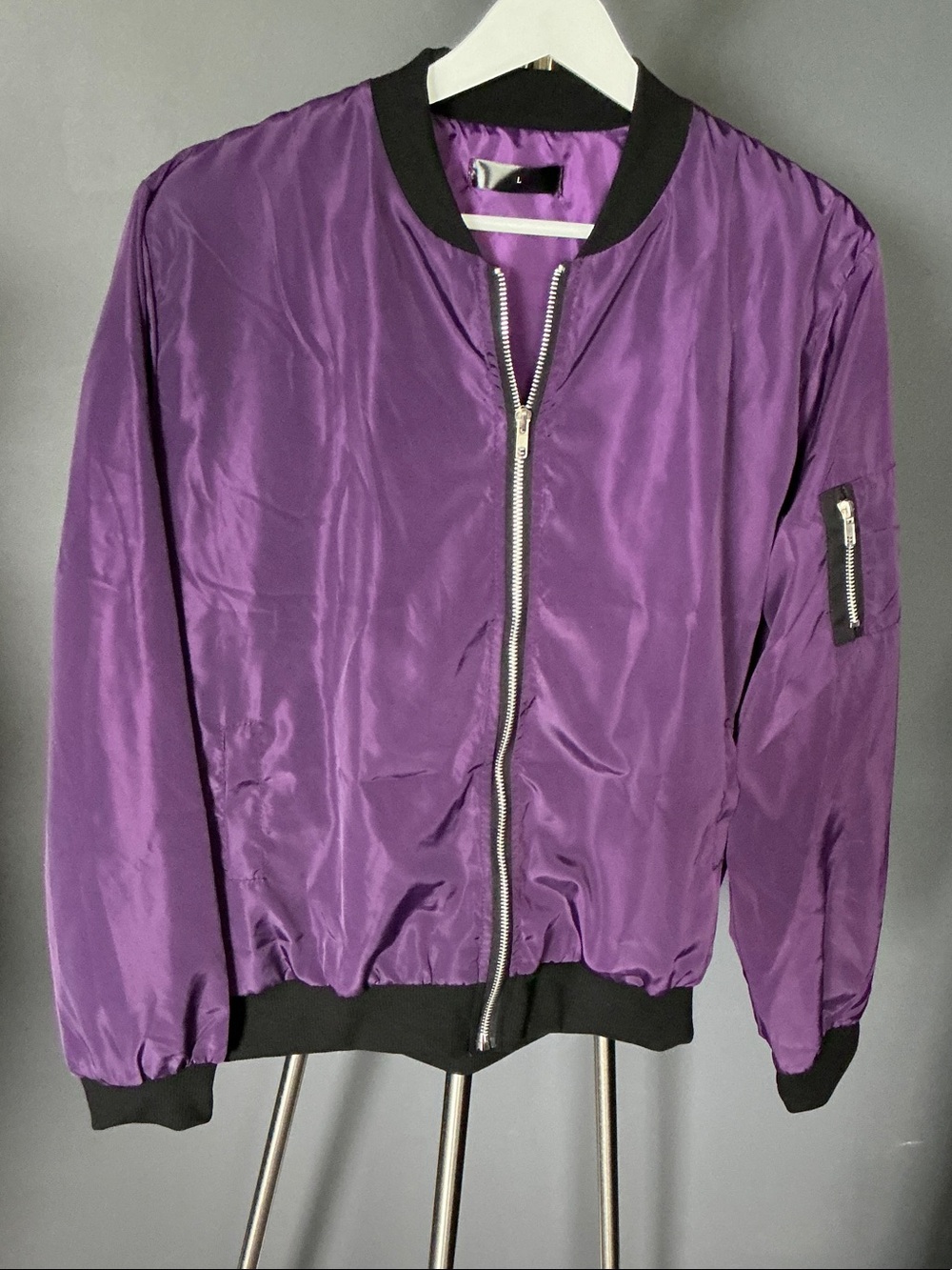 Purple Bomber Jacket with Black Trim